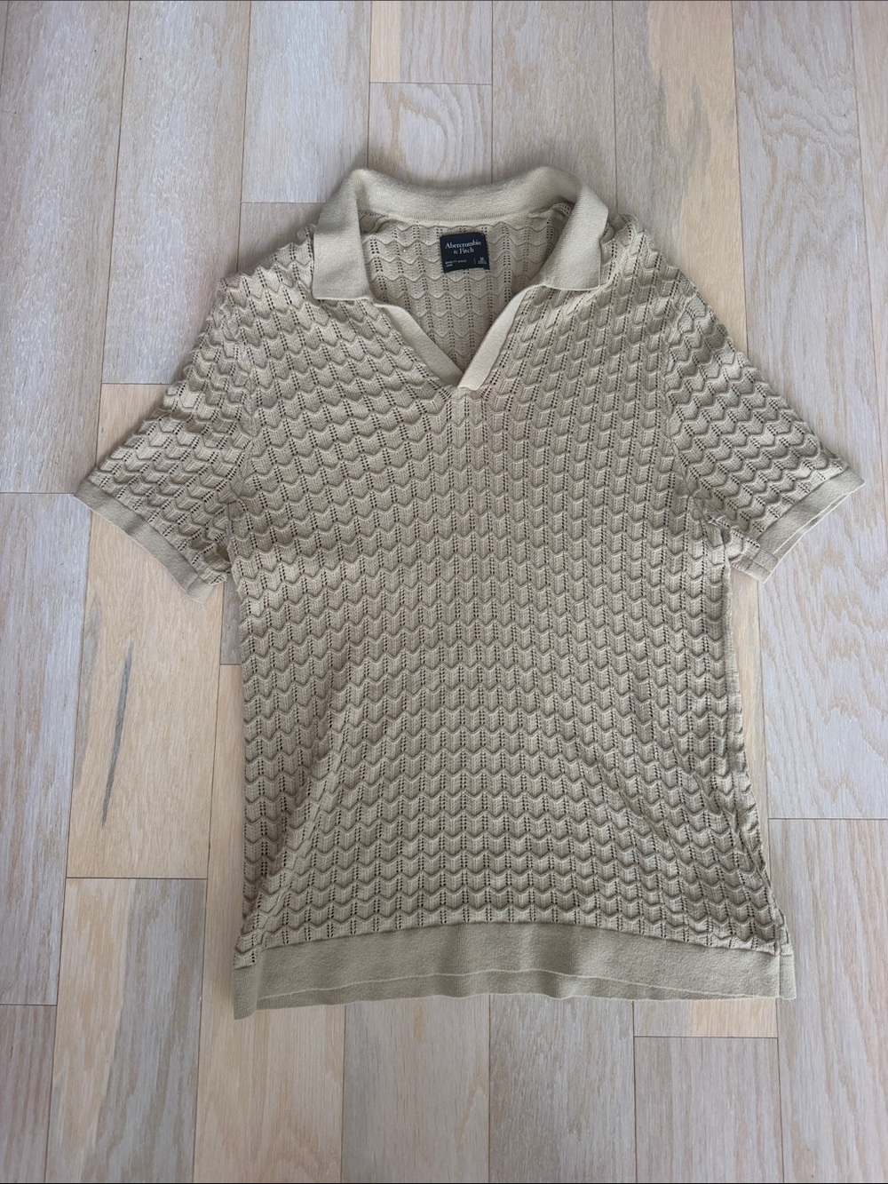 Abercrombie & Fitch Men’s Beige Textured Knit Polo